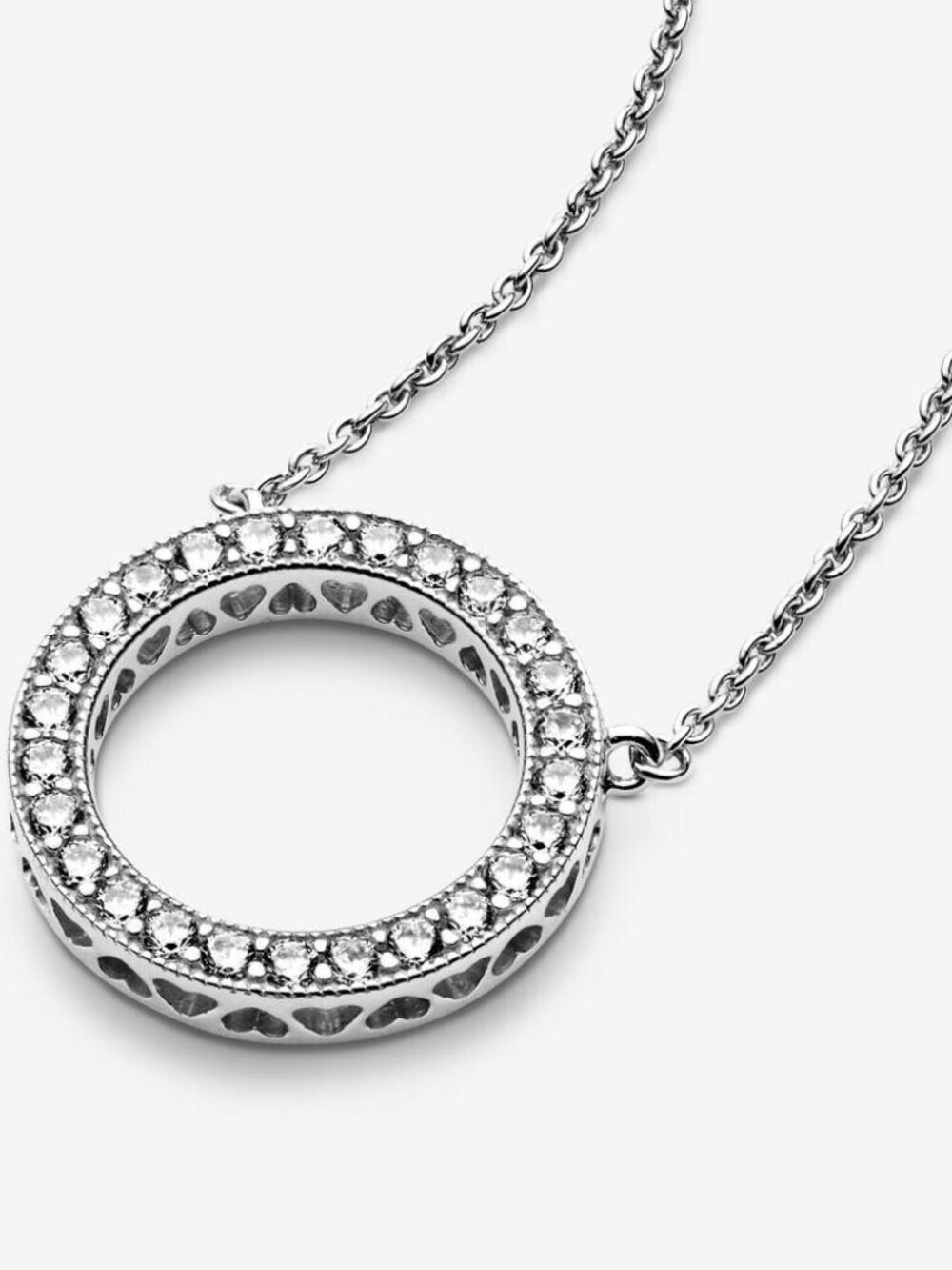 Pandora Large Circle Sparkle Pendant and Statement Necklace